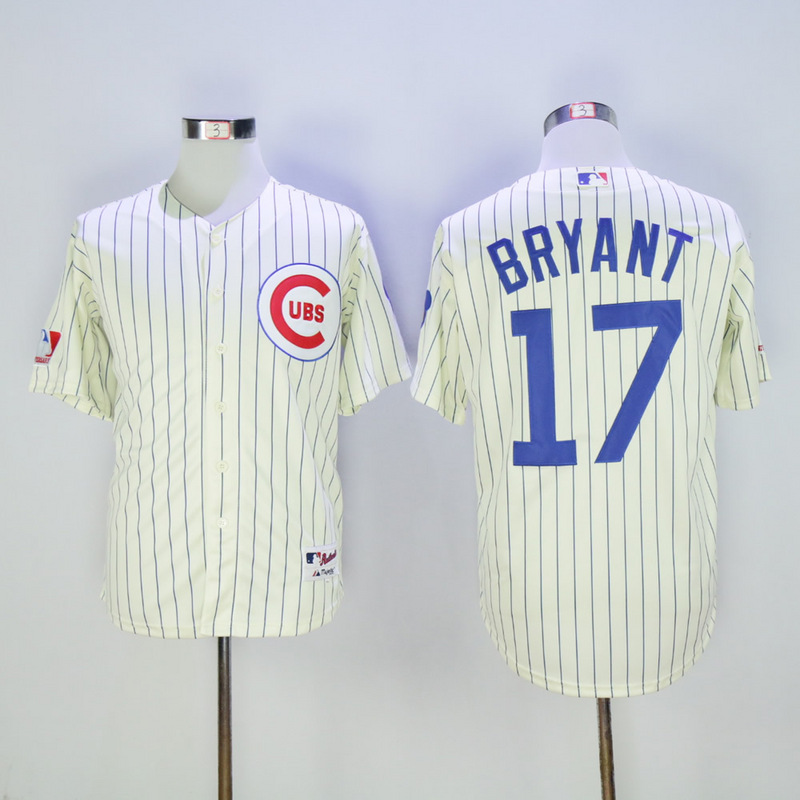 Men Chicago Cubs #17 Bryant Cream Throwback 1969 MLB Jerseys
